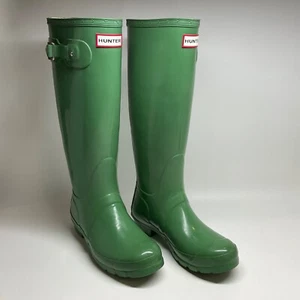 Nuevas Botas de Lluvia Hunter Para Mujer Verde Goma Brillante Originales Altas EU 37 US 6 - Imagen 1 de 6