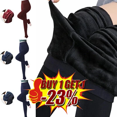 Thermal Leggings Thick Winter Ladies Fleece Lined Warm High Waist Tummy Control~ - Image 1 of 4