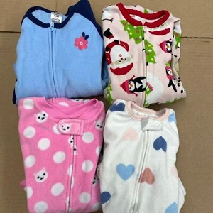 Girl's Footie Zip-up Jammies Size 3T Lot of 4 - Picture 1 of 5
