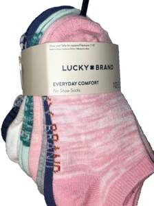 10 Pairs Pack Lucky Brand Kids Girls Ankle Socks Low Cut No Show Soft Size 7-10 - Picture 1 of 7