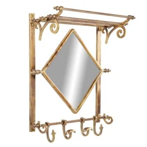 Litton Lane Wall Mounted Shelf 4-Metal Hooks 2-Shelves Antique-Styled (Set of 2) - Picture 1 of 6