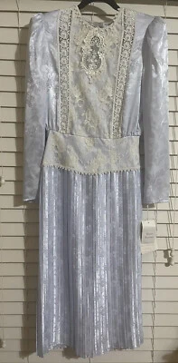 Vestido Victoriano Vintage Scott for Jessica McClintock Gunne Sax Azul Bebé Talla 8 Foto 1 de 4