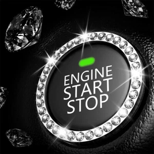 Bling Diamond Car Button Start Switch Decor Ring Cover Sticker Trim Accessories - Picture 1 of 10