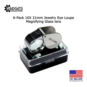 6-Pack 10X 21mm Jewelers Jewelry Eye Loupe Optical Reading Magnifying Glass Lens - Picture 1 of 4