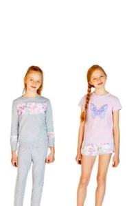 New BCBG Girls Youth Sleep Set ;4 Piece Pink/Grey Butterfly Size L 14/16 - Picture 1 of 7