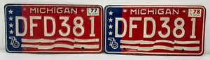 Michigan Detroit Fire Department DFD Custom License Plate PAIR EXPIRATION 1976 - Picture 1 of 9