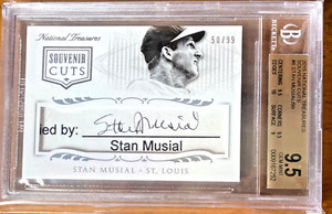 2015 National Treasures STAN MUSIAL Souvenir Cuts Auto BGS 9.5 #50/99 Cardinals