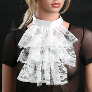 Women Ruffled Lace Detachable Fake Faux Neck Collar Jabot Neckwear Victorian Top - Picture 1 of 27
