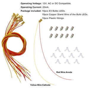 10 Units Bright White LED Screw E5 E5.5 12V Bulbs with Stand holder HO N Scale - Picture 1 of 6