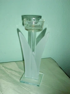 Teelichthalter - Teelicht - Blume - Glas - Milchglas - Dekoration - 18 cm - Bild 1 von 7