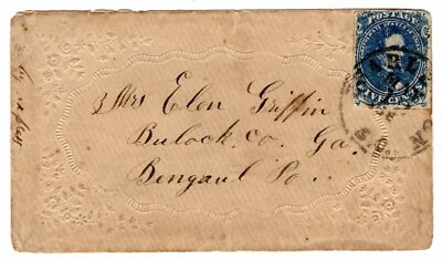 Confederate Civil War Charleston SC Ladies Envelope Bengal GA DPO  - Image 1 of 3