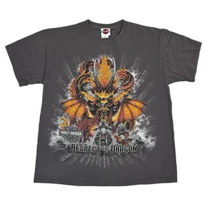 Harley Davidson Dragon Graphic T Shirt AOP Double Sided Smoky Mt TN Size Medium - Picture 1 of 9