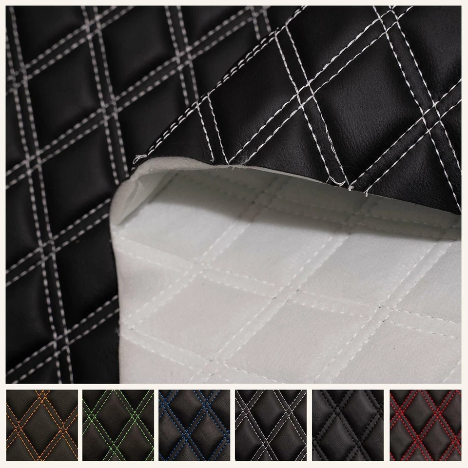 Bentley Style Car Seat Diamond Faux Leather Upholstery 5mm Scrim Foam Quilted