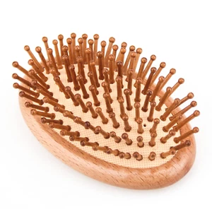 Bamboo Hair Brush, Travel, Portable, Wooden, Bamboo Bristle Scalp Massager - Picture 1 of 12