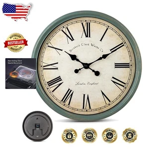 Elegant 20'' Battery Operated Wall Clock with Vintage Design and Silent Movement - Picture 1 of 4