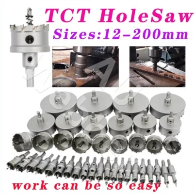 TCT Alloy Carbide Tip Hole Saw 12-200mm Metal Drill Bit Stainless Steel Cutter - image 1 of 4
