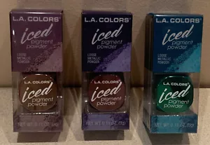 L.A. Colors Iced Pigment Powder Eyeshadow Lot of 3. Foiled, Gleam, & Twinkle. - Picture 1 of 5