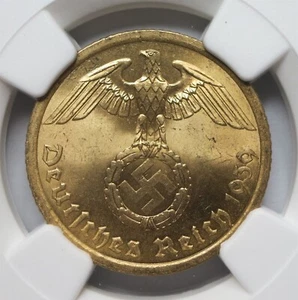 DEUTSCHLAND 3.Reich 10 Reichspfennig 1939 A Berlin NGC UNC Det. Adler Hakenkreuz Krieg - Bild 1 von 7