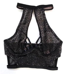 Reggiseno Victoria's Secret Wildflower in pizzo con ritaglio trasparente taglia XS nero - Foto 1 di 5