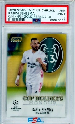 2020-21 Karim Benzema Topps Stadium Club Chrome Gold Refractor 42/50 PSA 9 - Image 1 of 3
