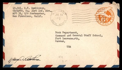 Mayfairstamps US 1940s APO 31 to Ft Leavenworth KS Signed Cover aau_67029 - Image 1 of 2