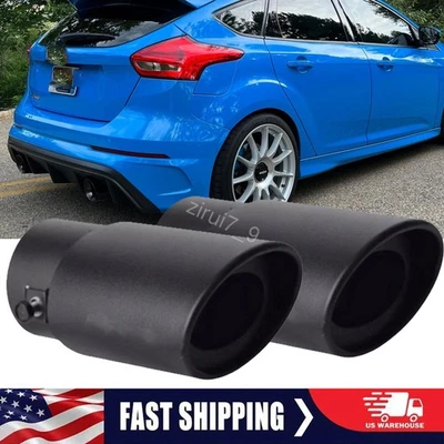 FOR 2016 Ford Focus RS 2Pcs StainlessSteel Exhaust Pipe Tail Muffler TipChrome Foto 1 de 4