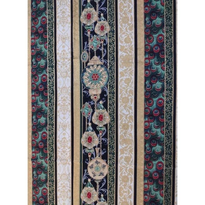 Hoffman Fabrics Scrap Peacock Ornaments Punch Studio Stripe Christmas 16" x 54" - Image 1 of 4