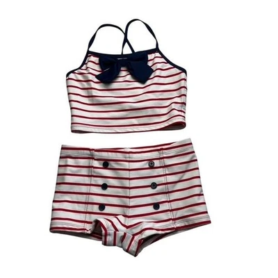 Hanna Andersson Two Piece Nautical Swim Suit Size 6-7 Years - Image 1 of 4