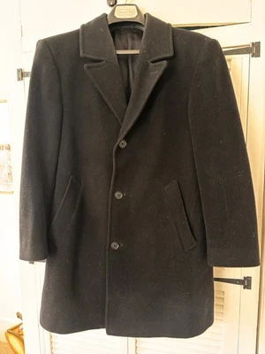 London Fog Men’s Long Wool Coat Black Single Breasted Vtg - Image 1 of 4