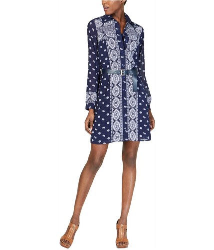 Michael Kors Vestito Camicia Donna Stampa Paisley Blu Large