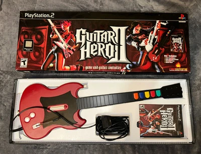 Guitar Hero II PS2 2006 Red Guitar, Game, Strap, Stickers, Box, NOT TESTED - Image 1 of 4