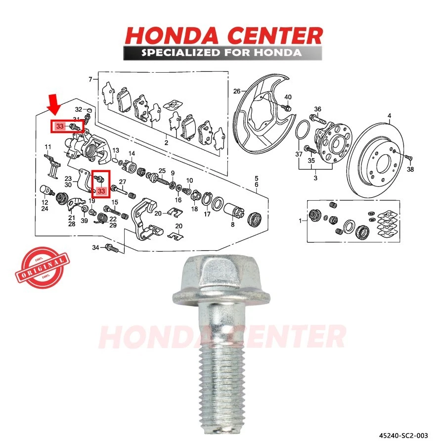 Se adapta a Honda Accord 2013-2015 pinza de freno de rueda brida de perno 8x22 45240SC2003 Foto 1 de 4