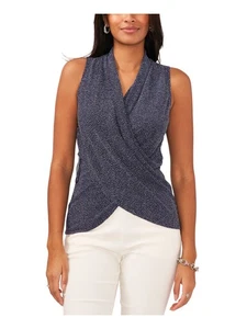 MSK PETITES Womens Navy Sleeveless Surplice Neckline Cocktail Top Petites PXL - Picture 1 of 6