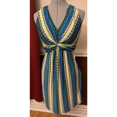 LAUNDRY BY SHELLI SEGAL - WOMEN'S BLUE & GREEN PRINT DRESS - SIZE 2 - Image 1 of 4