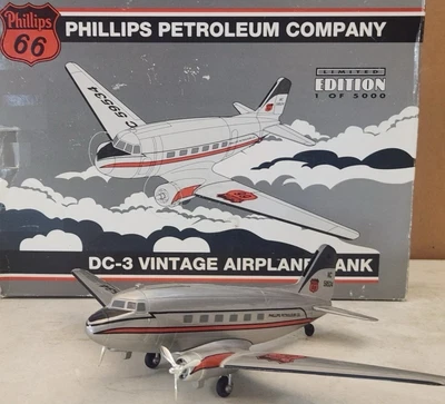 PHILLIPS 66 PETROLEUM DC-3 AIRPLANE BANK LE 1/5000 MINT IN BOX 1994 MINT IN BOX - Image 1 of 4