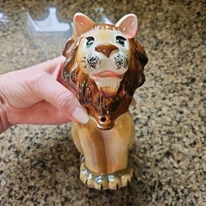 ¡Raro vintage años 50! LION 2 piezas cerradura y llave cerámica moneda alcancía kitsch - Imagen 1 de 10