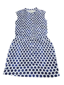 Gap Dress Womens Small White Blue Polka Dot Sleeveless Drawstring Waist Casual - Picture 1 of 15