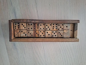 Handmade Vintage Domino Set in Wooden Box - Picture 1 of 10