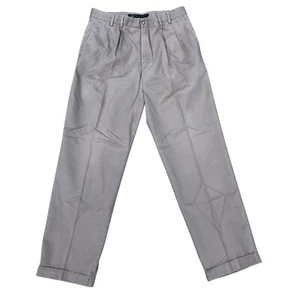Vintage DOCKERS 100% Cotton Pleated Pants W 34 L 32 Khaki Cuffed Leg - Picture 1 of 7