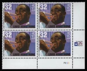 #2982 32c Louis Armstrong, Plate Block [P2222 LR] Mint **ANY 5=FREE SHIPPING** - Picture 1 of 1