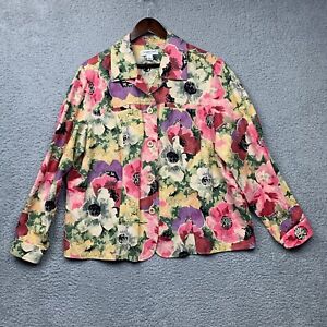 Coldwater Creek Jacket Womens 1X Floral Blazer Linen Silk Blend Lightweight