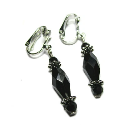 Clips Ohrclips SCHWARZ Anklips Ohrringe ohne Ohrlöcher ca 4 cm lang - Bild 1 von 3