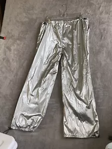 Vinyl Icons Metallic Foil Parachute Pants Women’s Size Medium Silver Platinum - Picture 1 of 11