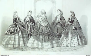 Gravure de mode Les Modes parisiennes (maison Gagelin) 1859 n°845 - Picture 1 of 1