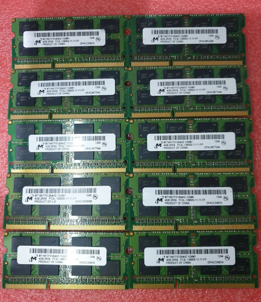 Micron Job Lot 10x4GB DDR3 PC3L-12800S 1600MHz SODIMM Laptop RAM Memory 204pin - Image 1 of 1