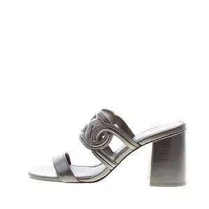 MICHAEL KORS Mujer Zapatos Alma Negro Cuero Slide Sandalia con MK Monograma - Imagen 1 de 7