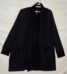 Soma Sweater Jacket Ultra Soft Travel Wrap Black Pockets Open Front Cozy Plus 1X - Picture 1 of 11