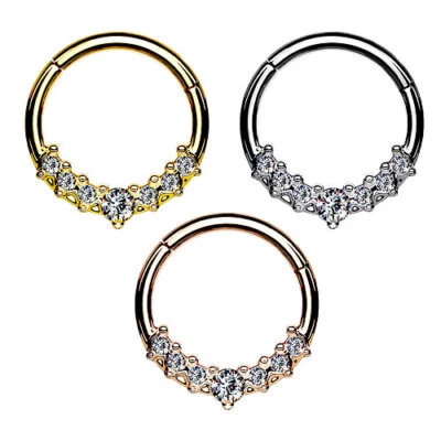 Hochwertiges Septum Piercing Ohr Segmentring Clicker Scharnier mit Kristallen - Bild 1 von 3