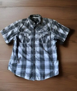 Harley Davidson grau weiß kariertes Freizeithemd mit Knopfleiste Herren Größe Large L - Bild 1 von 6