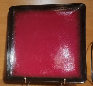 PTS / 222 Fifth RAVI Dinner plate, 10 1/2", Stoneware, Red / Black, Square - Picture 1 of 6